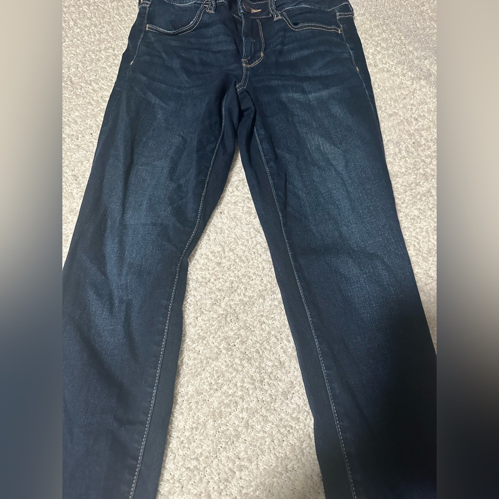 American Eagle Dark Wash Denim Skinny Jeans Size 8 Long EUC